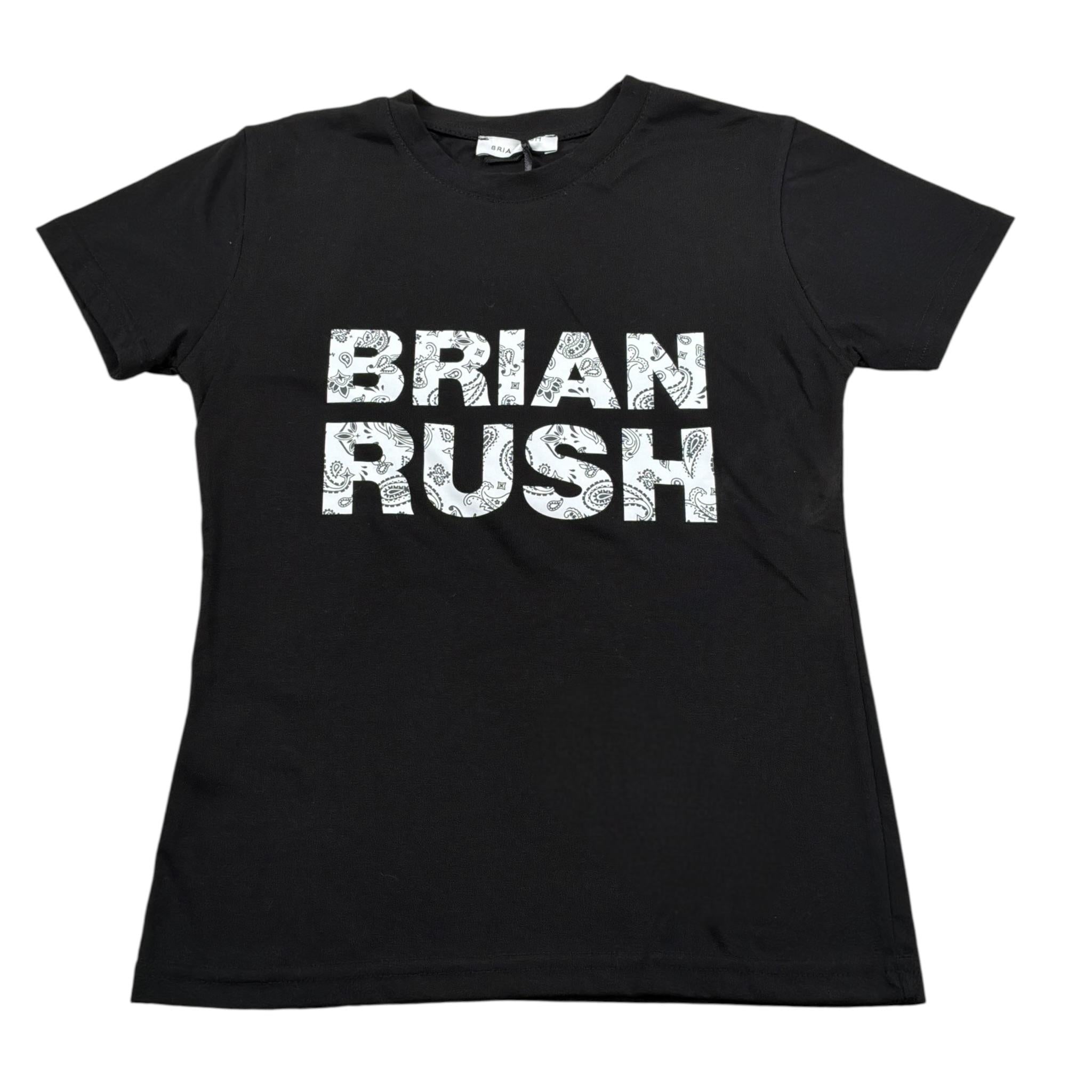 Brian Rush T-Shirt Girocollo tinta unita con Stampa Nero per Bambino TSHBR NERO BRIAN RUSH 