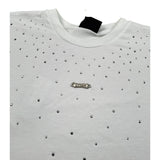 Disclaimer T-Shirt Girocollo Tinta Unita con Stampa E Brillantini per Bambina 25EDK58552 BIANCO DISCLAIMER 