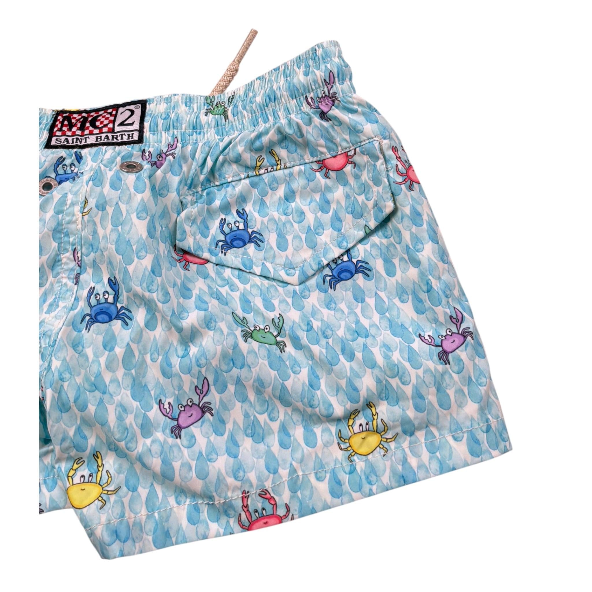 Saint Barth Costume Tinta Unita con Stampe Granchio per Neonato COMFORTLIGHTN AZZURRO SAINT BARTH 