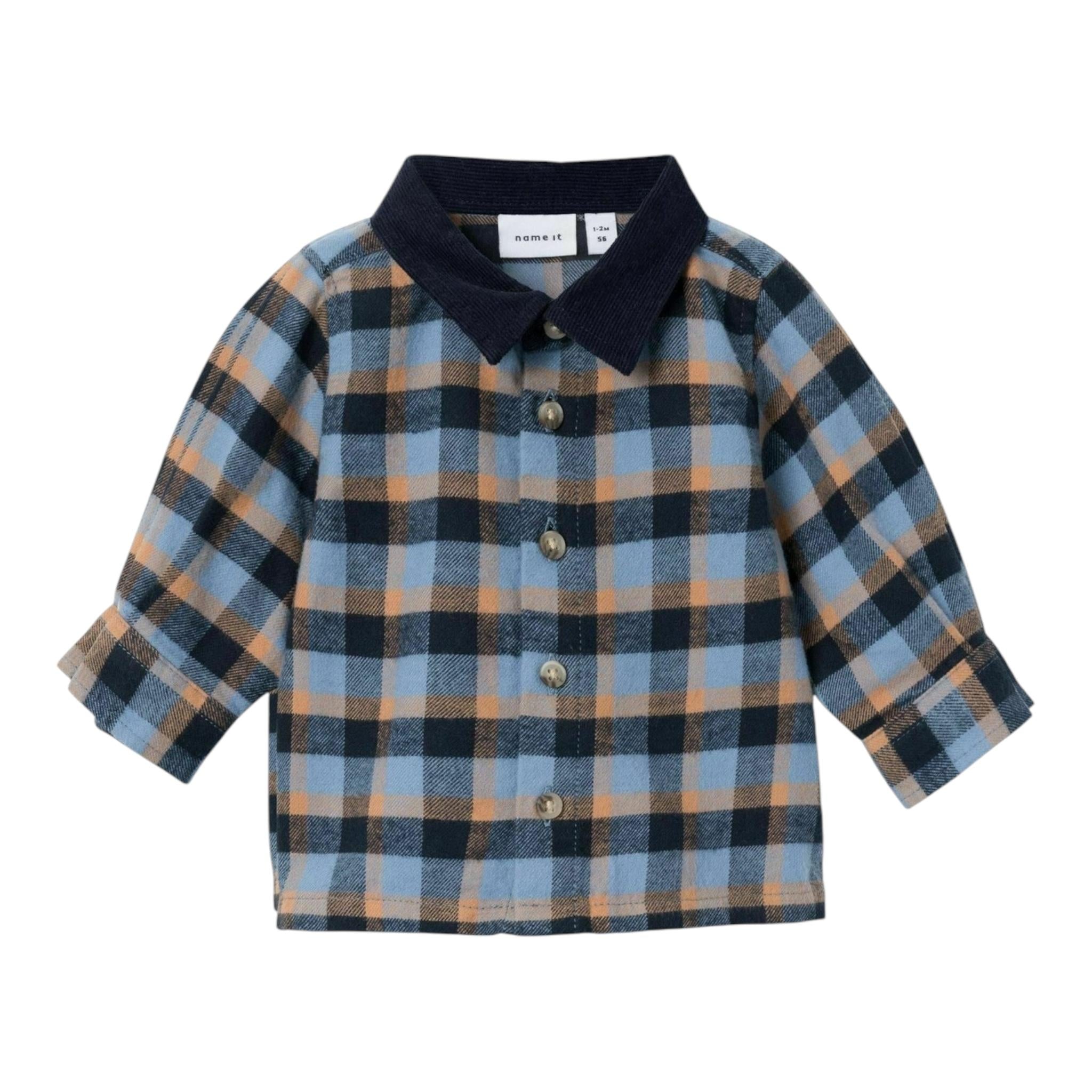 NAME.IT camicia manica lunga fantasia quadri Blu per Neonato 13231484 BLU NAME.IT 