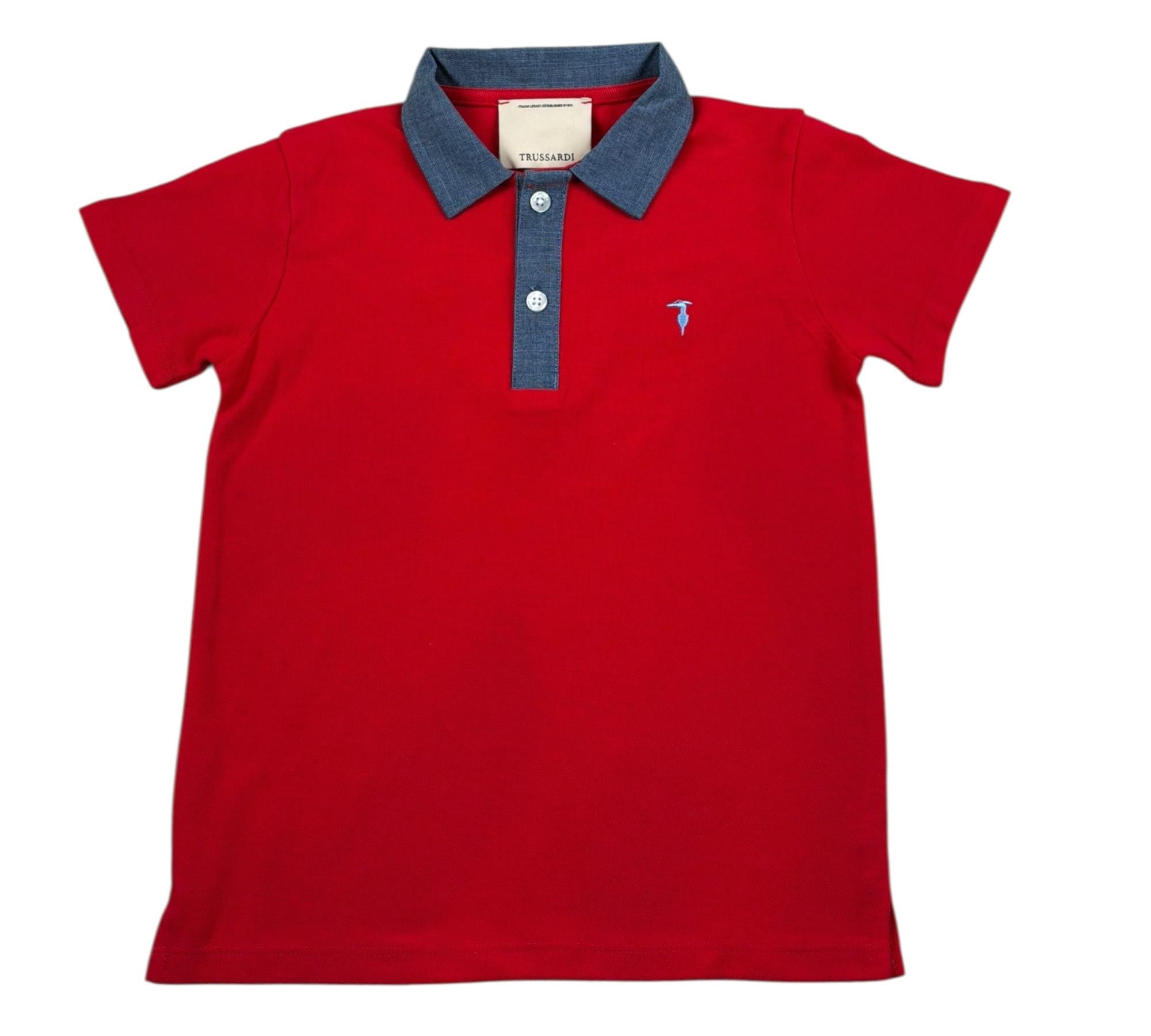 Trussardi Polo Mezza Manica Tinta Unita con Colletto In Contrasto per Bambino TBP26037PO ROSSO TRUSSARDI 