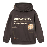 NAME.IT felpa chiusa con cappuccio tinta unita con stampe in contrasto Marrone per Bambino 13234171 MARRONE NAME.IT 