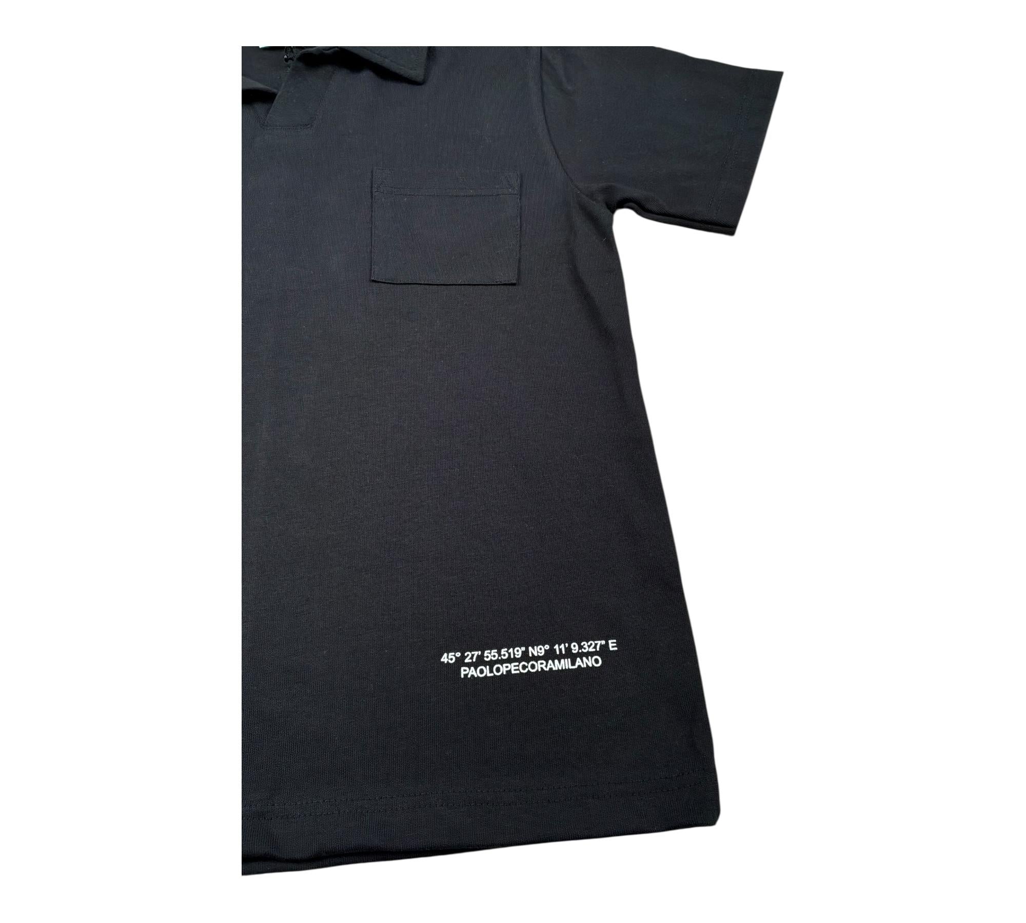 Paolo Pecora Polo Mezza Manica Tinta Unita con Taschino per Bambino PP4345 NERO PAOLO PECORA 