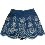 Saint Barth Gonna In Denim Tinta Unita con Pizzo Sangallo per Bambina AMANI BLU SAINT BARTH 