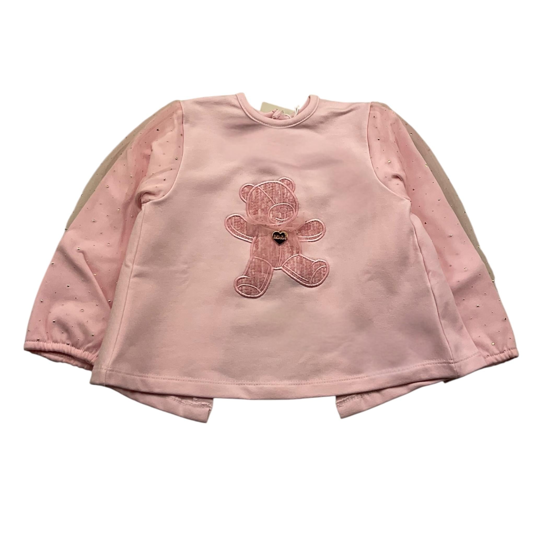 LE BEBE' felpa chiusa tinta unita con maniche in tulle Rosa per Neonata LBG5435 ROSA LE BEBE' 