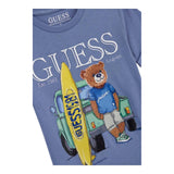 Guess T-Shirt Girocollo Tinta Unita con Stampa per Neonato N5GI04K8HM4 AZZURRO GUESS 