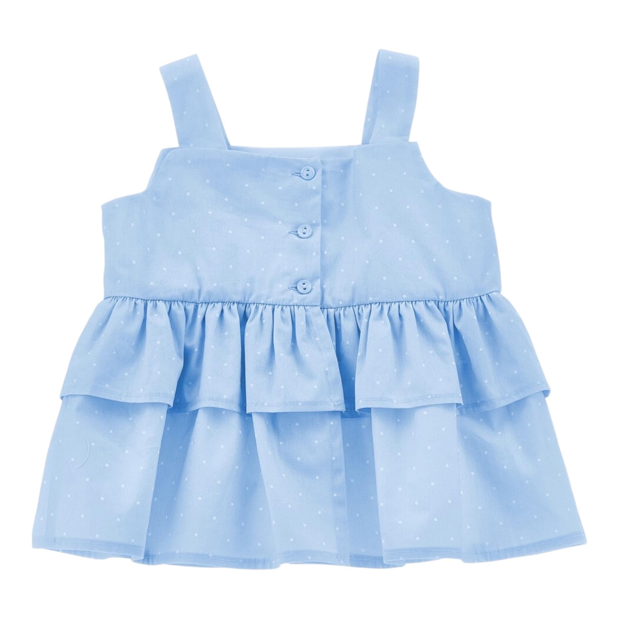 Monnalisa Camicia Giromanica Tinta Unita con Pois per Bambina 11E303 AZZURRO MONNALISA 