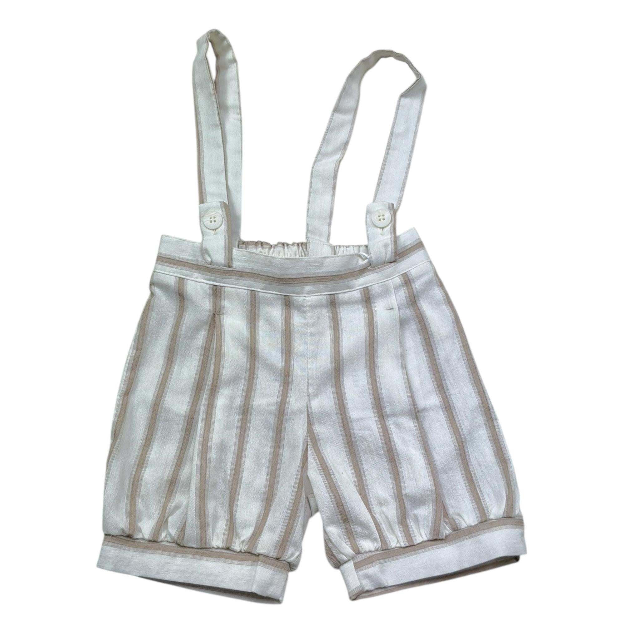 Manuel & Frank Salopette Tinta Unita con Fantasia A Righe per Neonato MF2483I BIANCO/BEIGE MANUEL & FRANK 