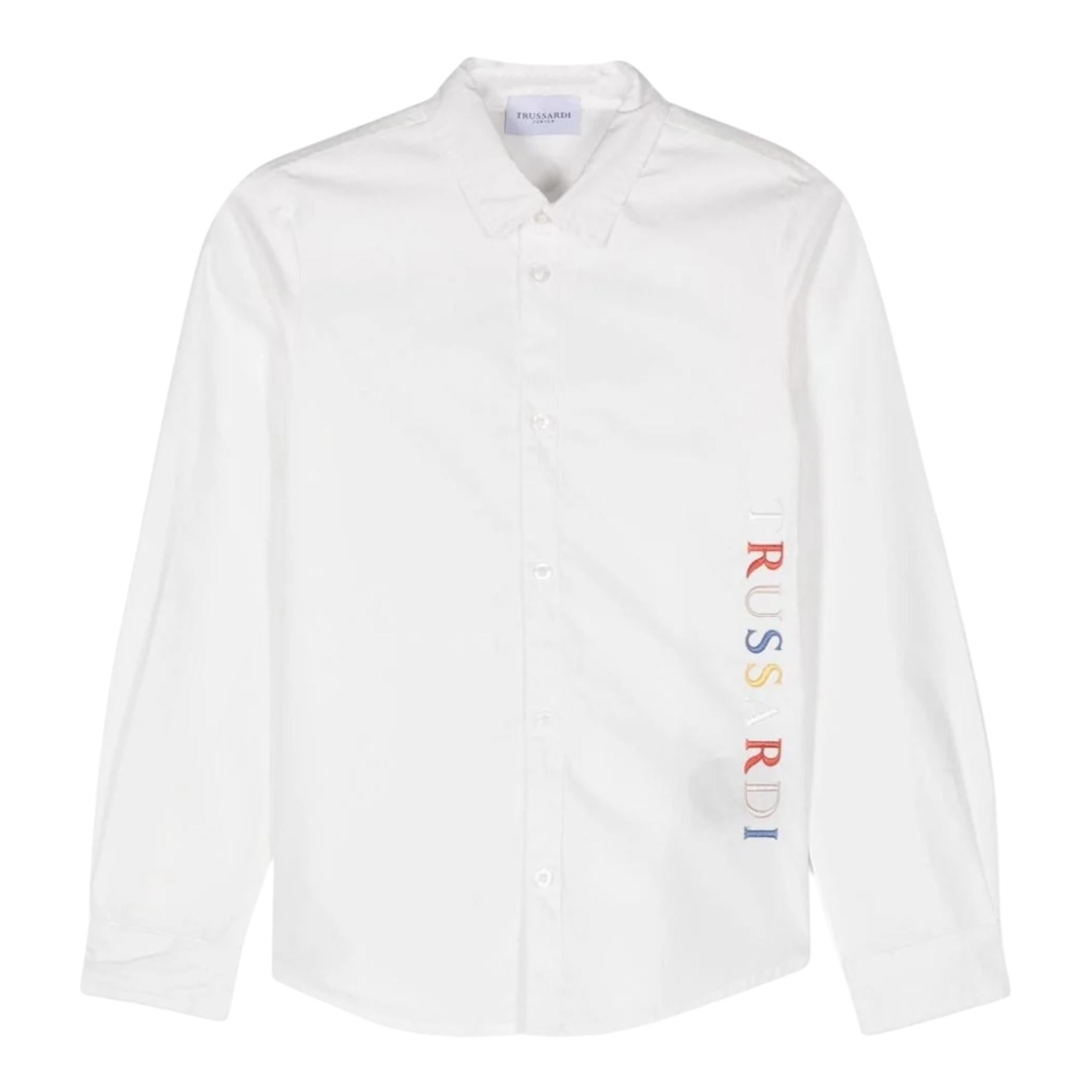 Trussardi Camicia Tinta Unita con Stampa per Neonato TIA24146CA BIANCO TRUSSARDI 
