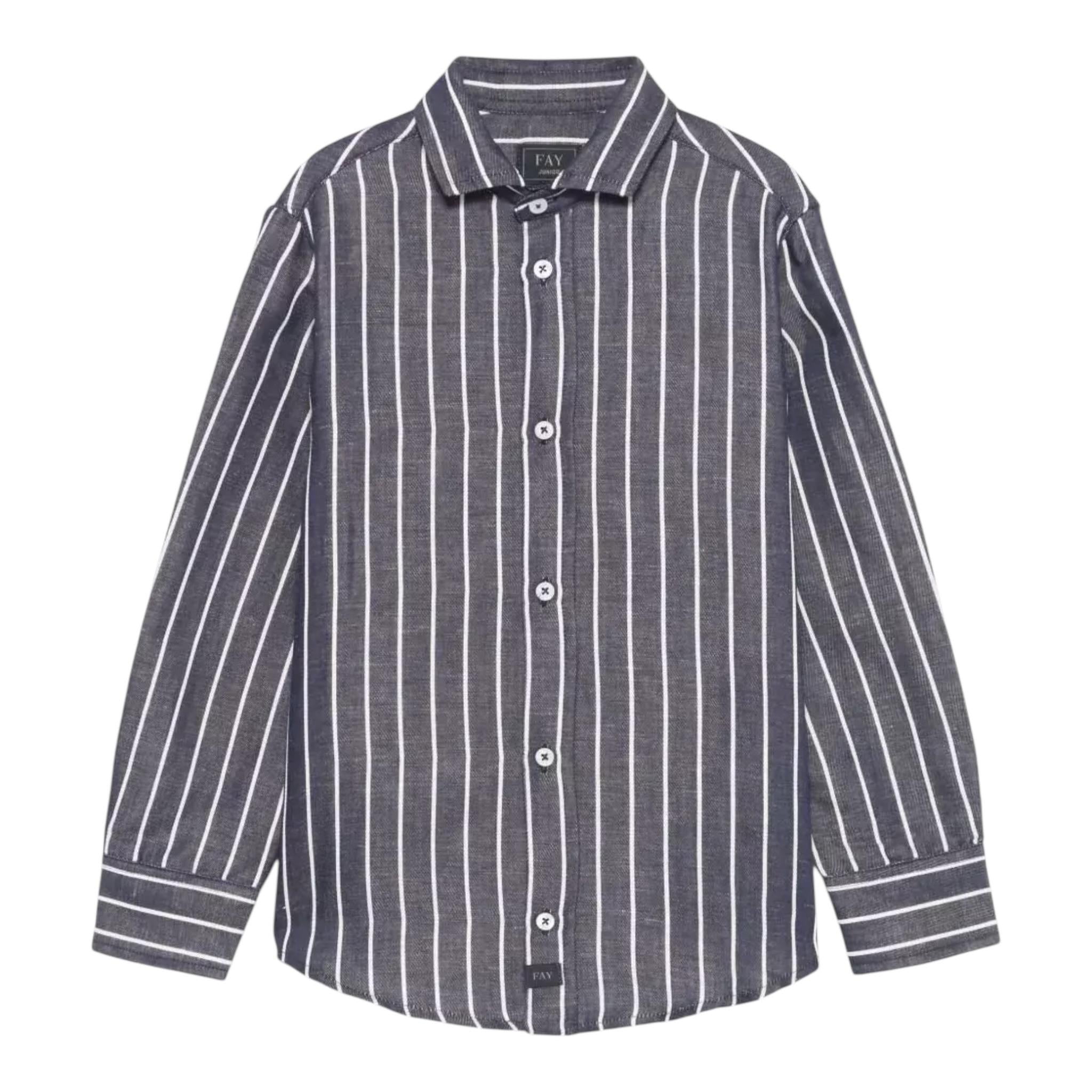 Fay Camicia Tinta Unita Manica Lunga con Fantasia A Righe per Neonato FW5P60XN BLU FAY 