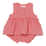 Teddy E Minou Abito Giromanica Tinta Unita con Culotte per Neonata E25CP044C0070 ROSA TEDDY E MINOU 