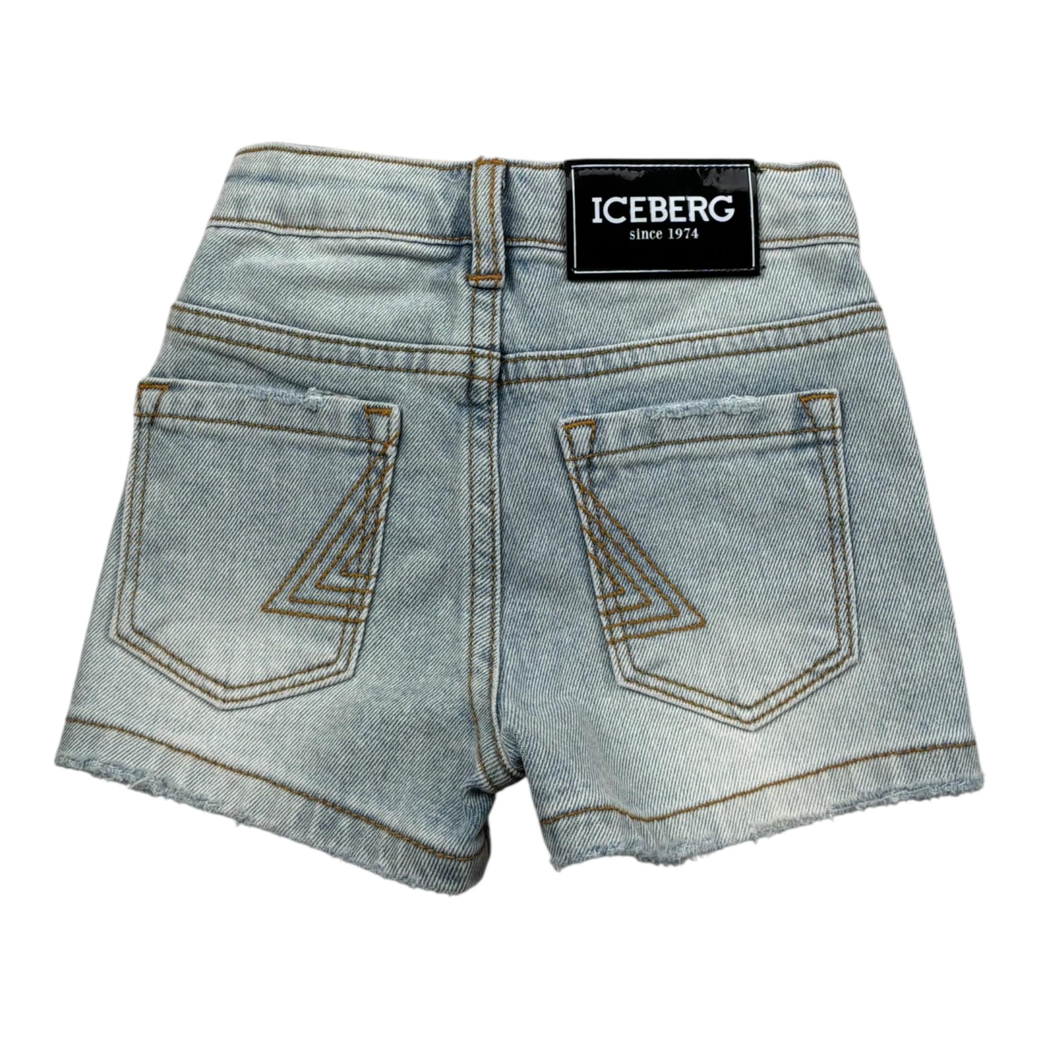 Iceberg Bermuda In Denim Tinta Unita con Girovita Regolabile per Neonato BMICE5100BXX AZZURRO ICEBERG 