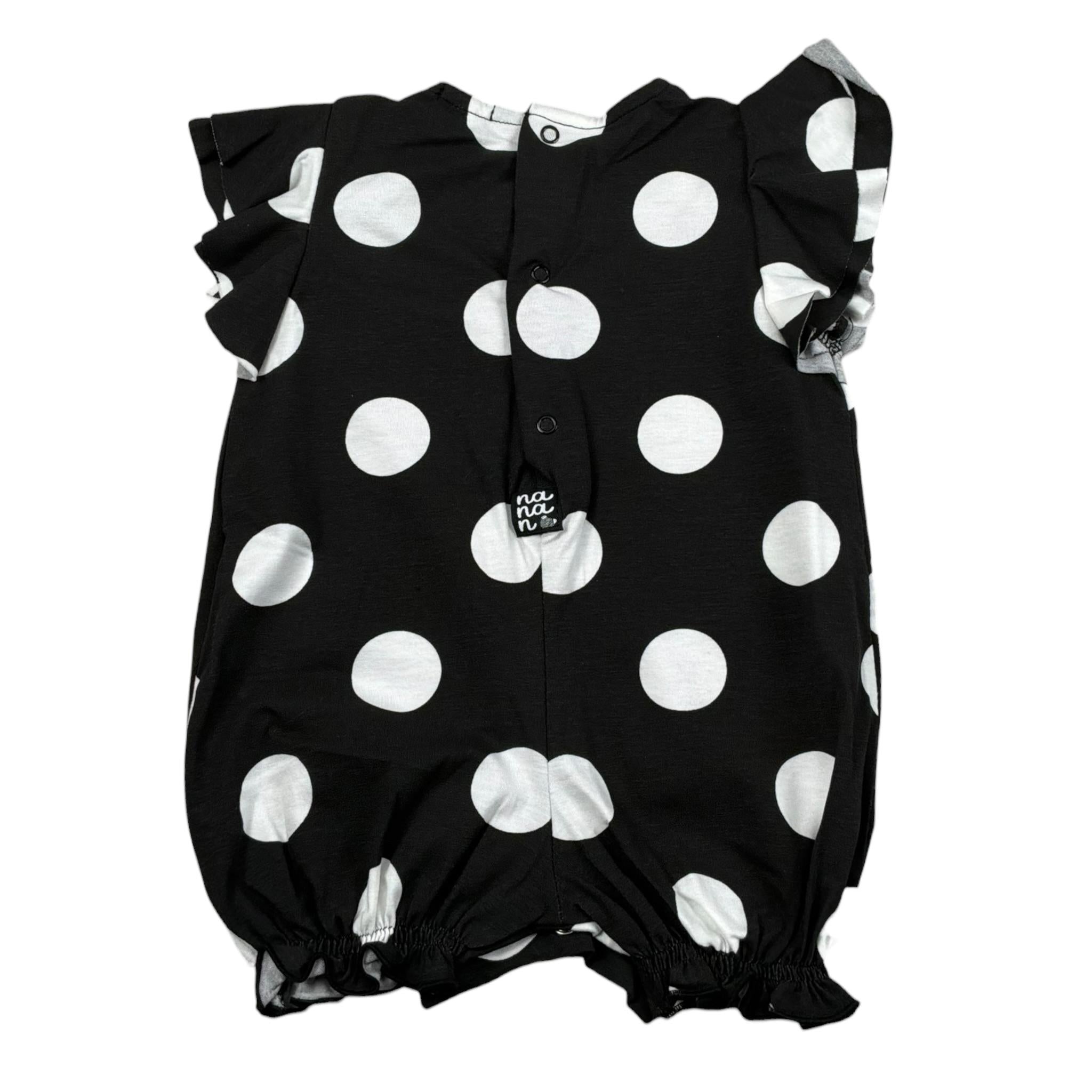 Nanan Pagliaccetto Tinta Unita con Fantasia Pois per Neonata E2242306N NERO NANAN 
