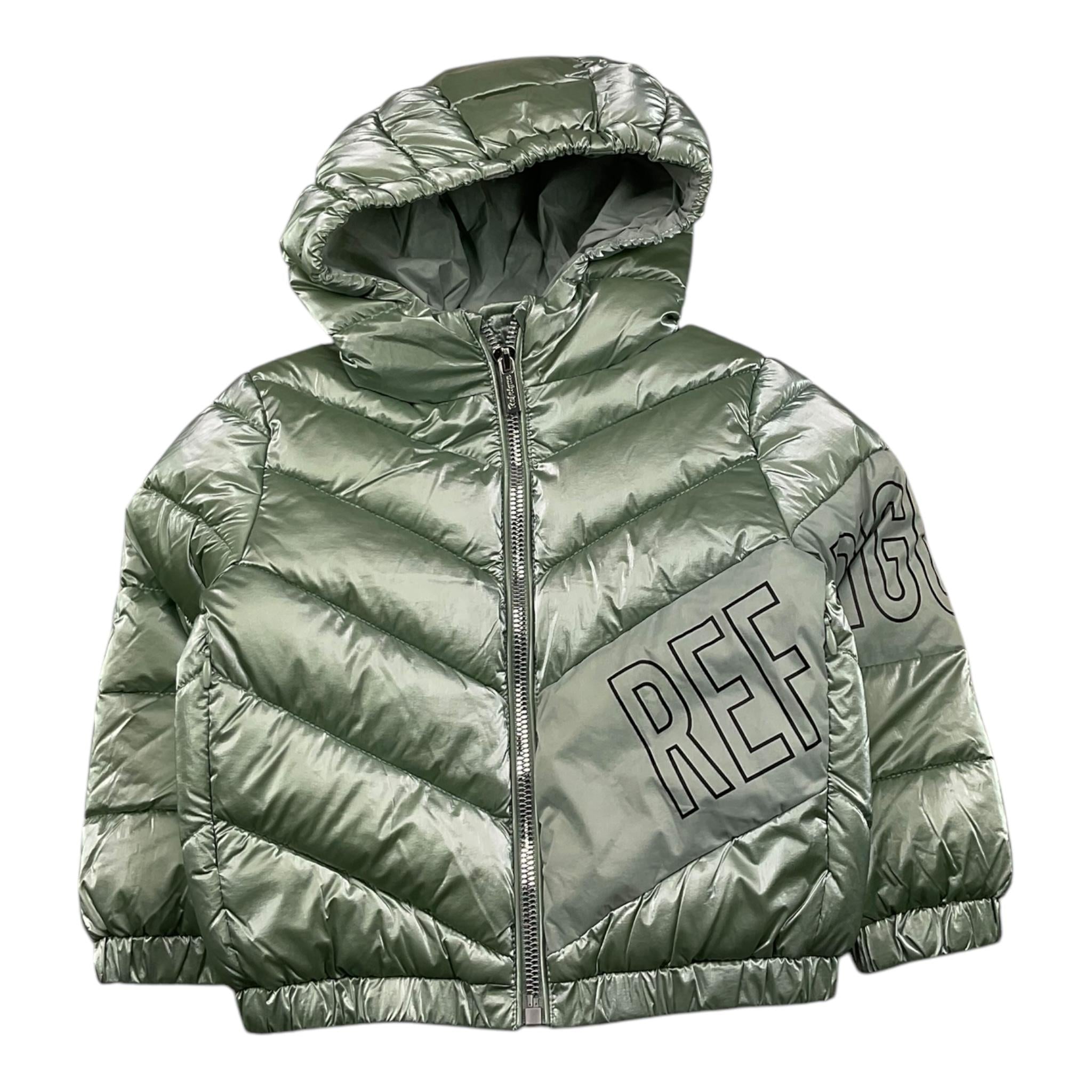 REFRIGUE giubbino tinta unita con cappuccio e stampa logo Verde per Neonata 2881O00003 VERDE REFRIGUE 