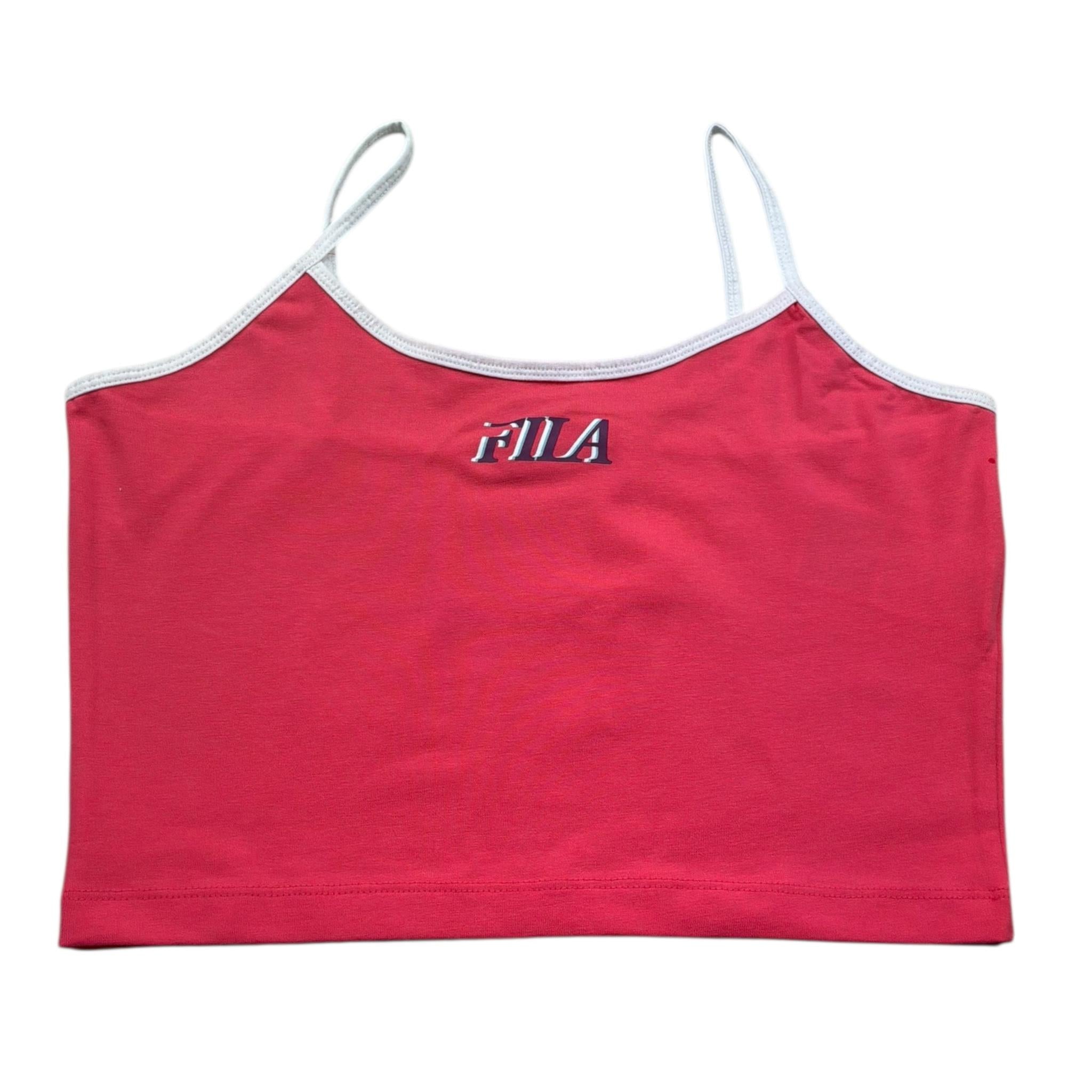 Fila Top Bretelline Tinta Unita con Logo per Bambina FAT0642 ROSA FILA 