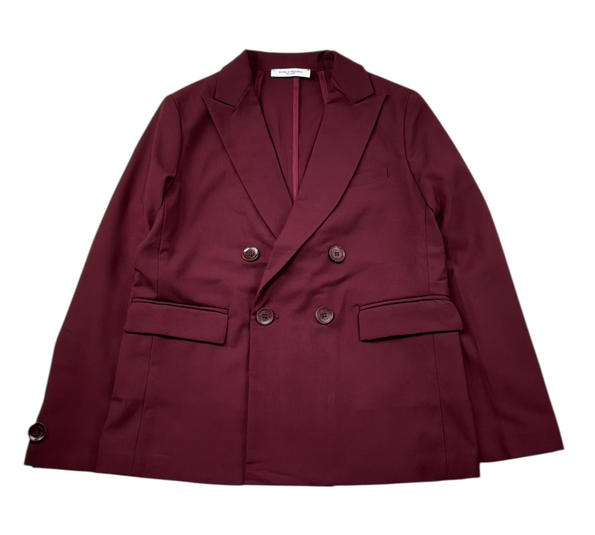Paolo Pecora Giacca Tinta Unita Doppiopetto per Bambino PP4194 BORDEAUX PAOLO PECORA 