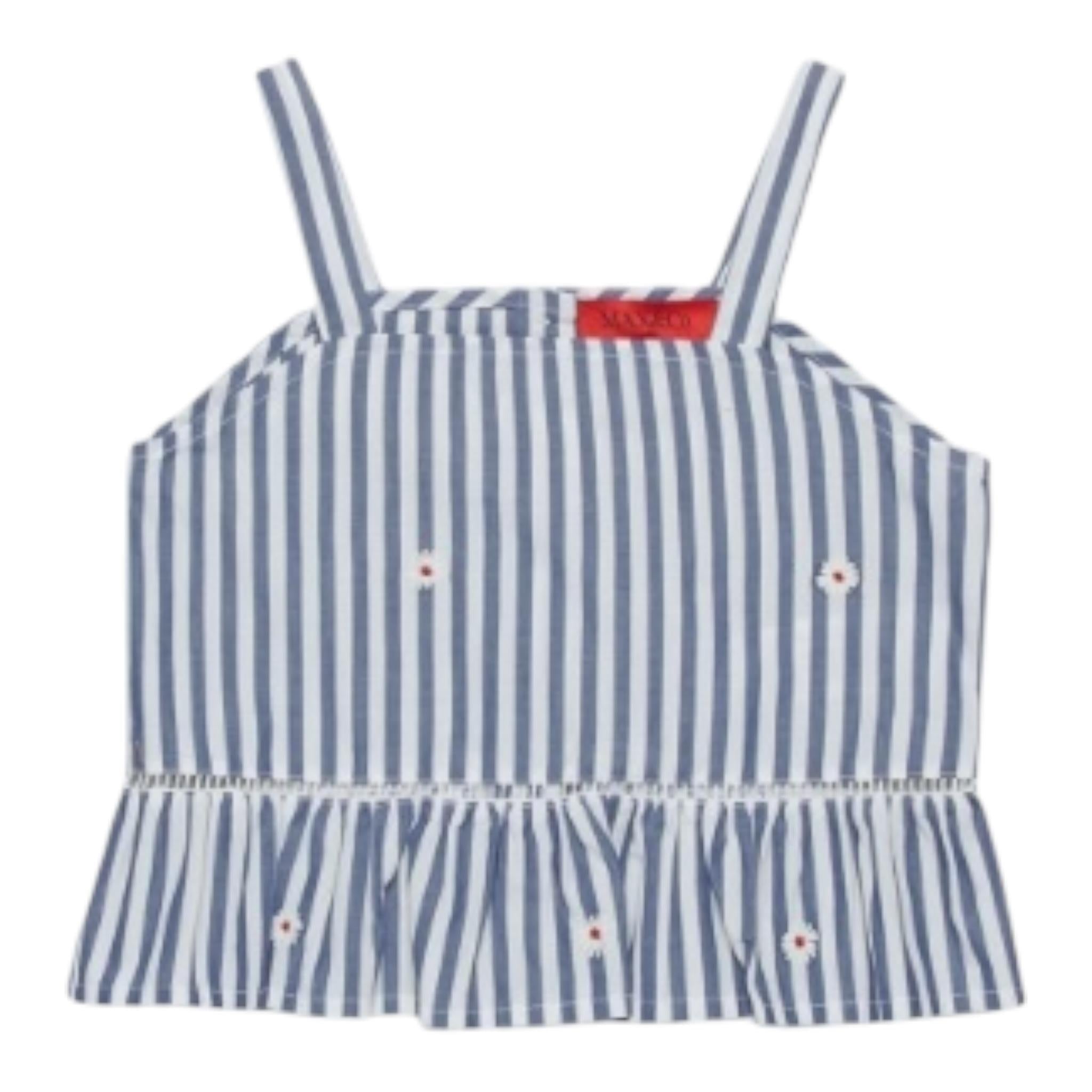 Max&Co. Top Tinta Unita con Fantasia A Righe per Bambina MX0120 BIANCO MAX&Co. 