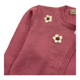 LA STUPENDERIA cardigan tinta unitaa con ricami Rosa per Bambina WCSC66813 ROSA LA STUPENDERIA 