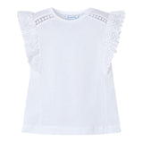 Mayoral T-Shirt Tinta Unita con Ricami per Bambina 3010 BIANCO MAYORAL 