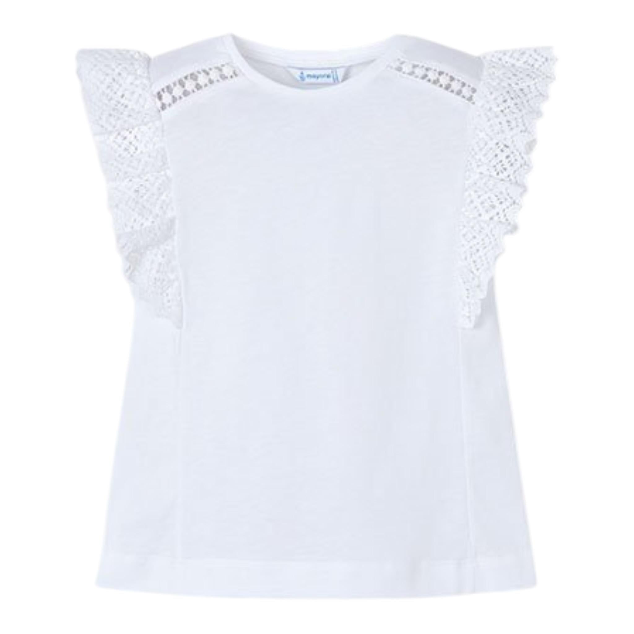 Mayoral T-Shirt Tinta Unita con Ricami per Bambina 3010 BIANCO MAYORAL 
