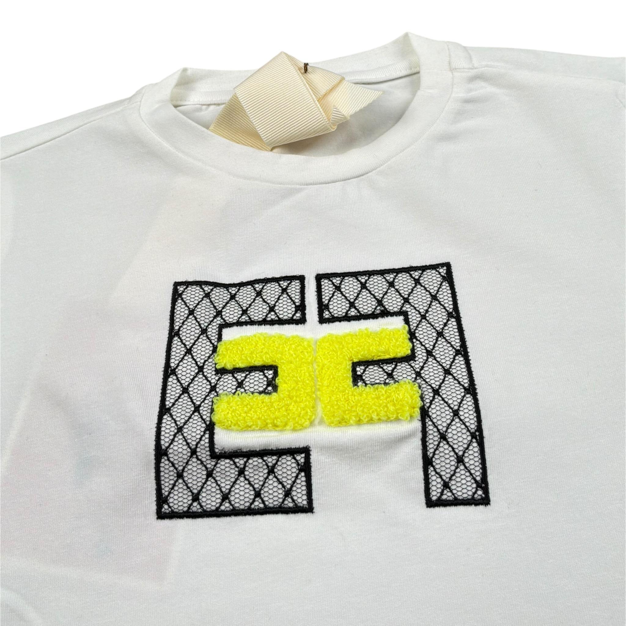 Elisabetta Franchi T-Shirt Girocollo Tinta Unita con Logo per Bambina EFTS185 BIANCO ELISABETTA FRANCHI 