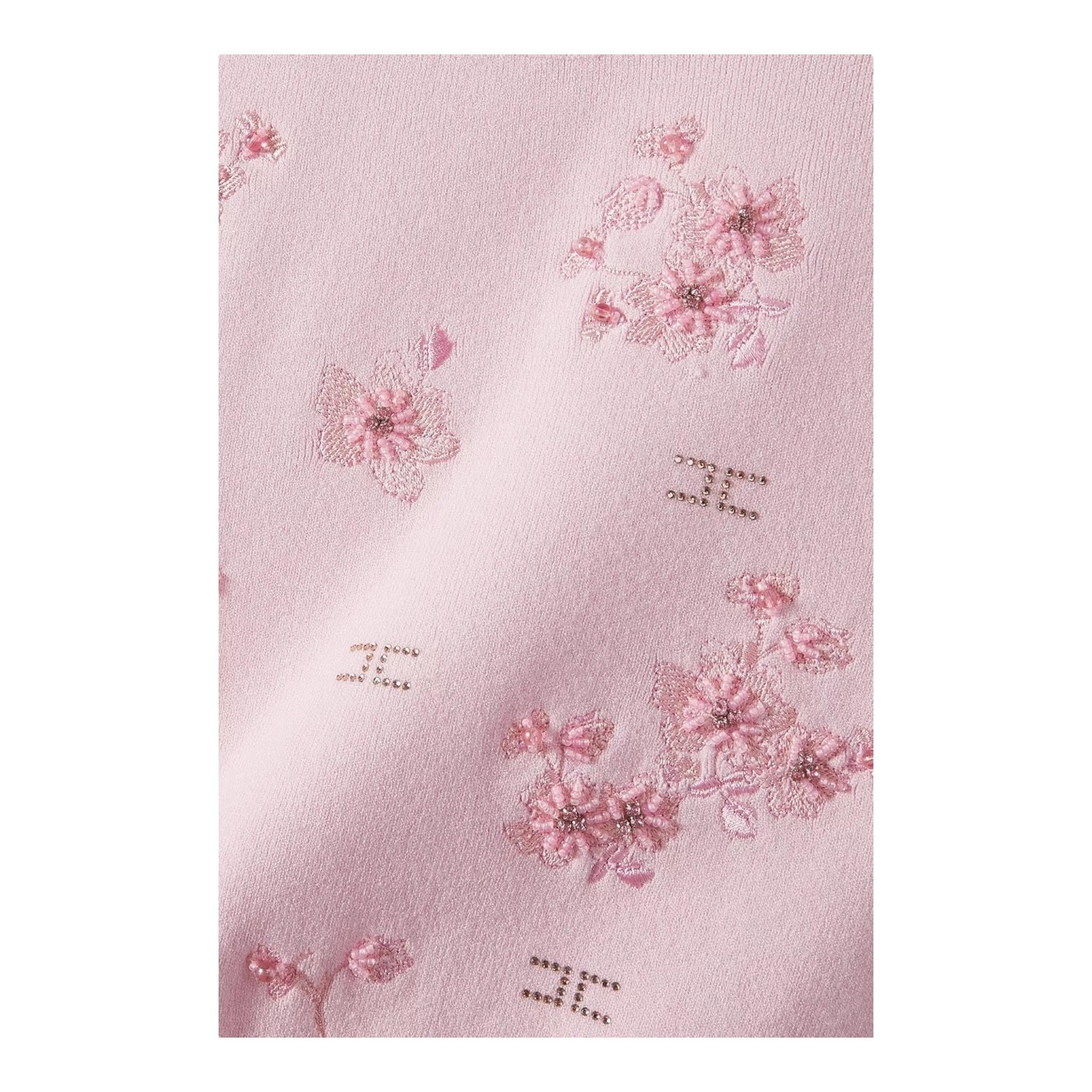 Elisabetta Franchi T-Shirt In Maglia Girocollo Tinta Unita per Bambina EFMA158 ROSA ELISABETTA FRANCHI 