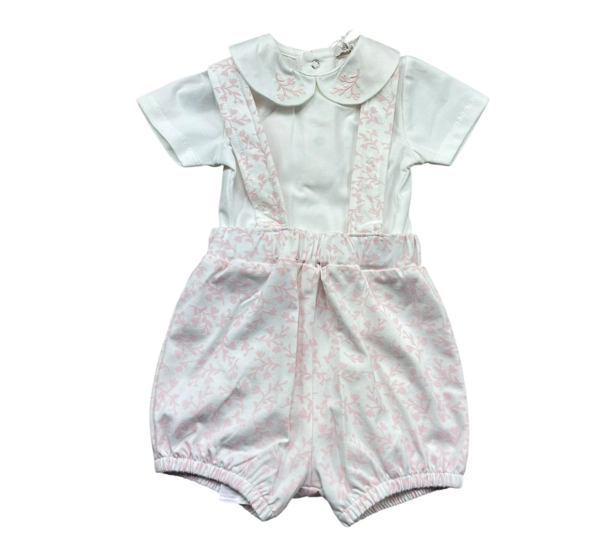 Le Bebe Completo 2 Pezzi Body-Salopette per Neonata LBG6288 BIANCO/ROSA LE BEBE 