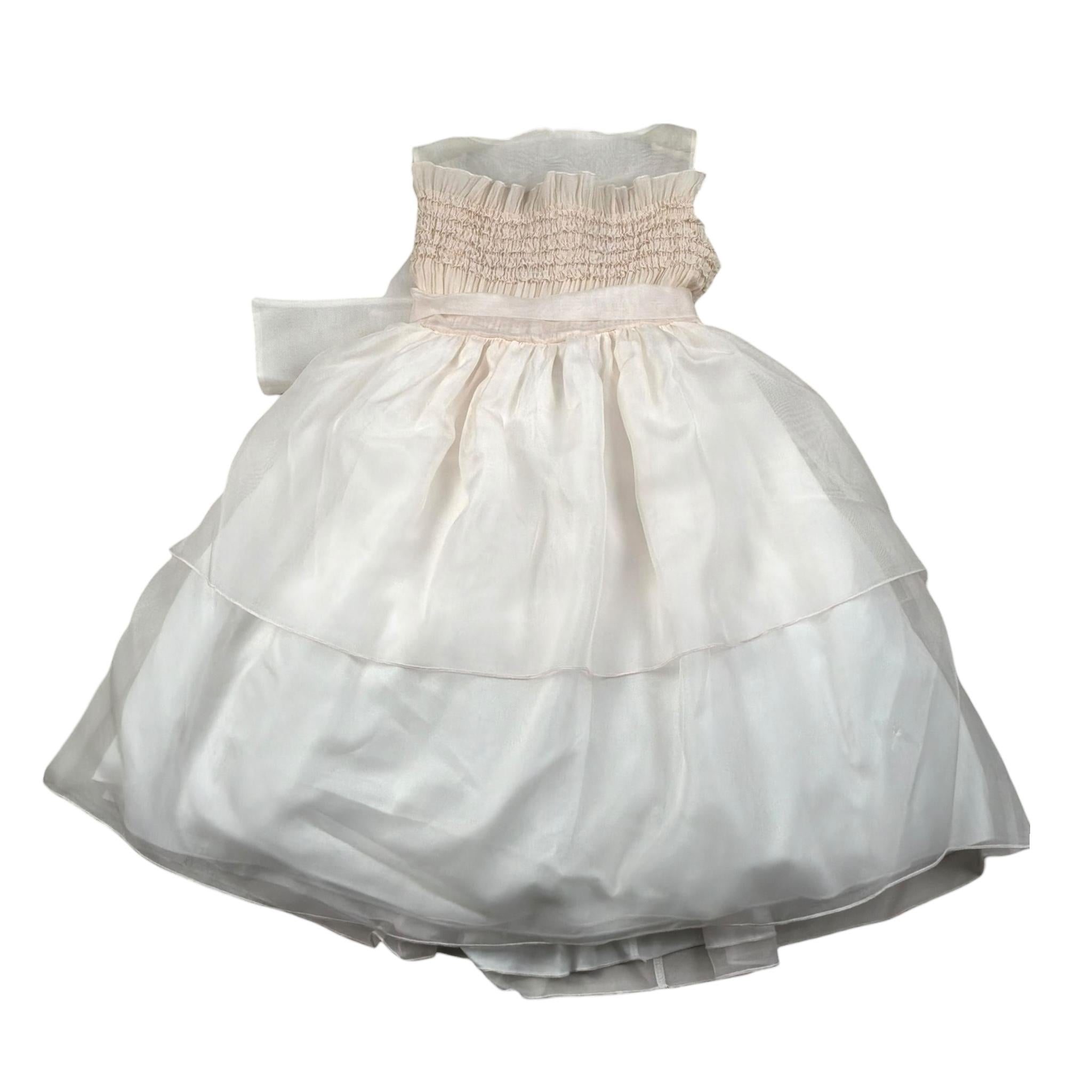 La Stupenderia Abito Cerimonia Giromanica Tinta Unita con Fiocco per Bambina CJAB96X BIANCO LA STUPENDERIA 