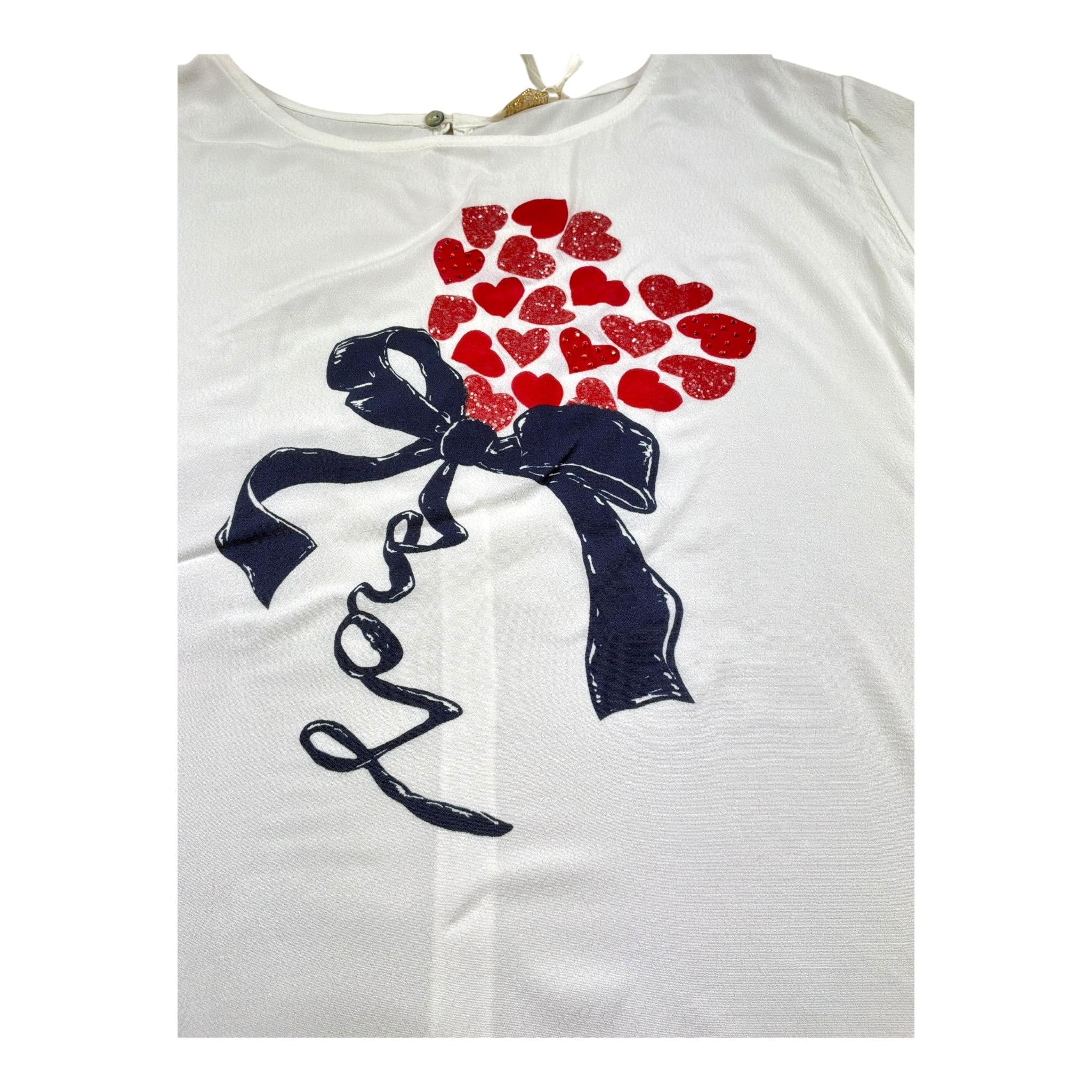 Monnalisa Camicia Mezza Manica Tinta Unita con Stampe per Bambina 711618PB PANNA MONNALISA 