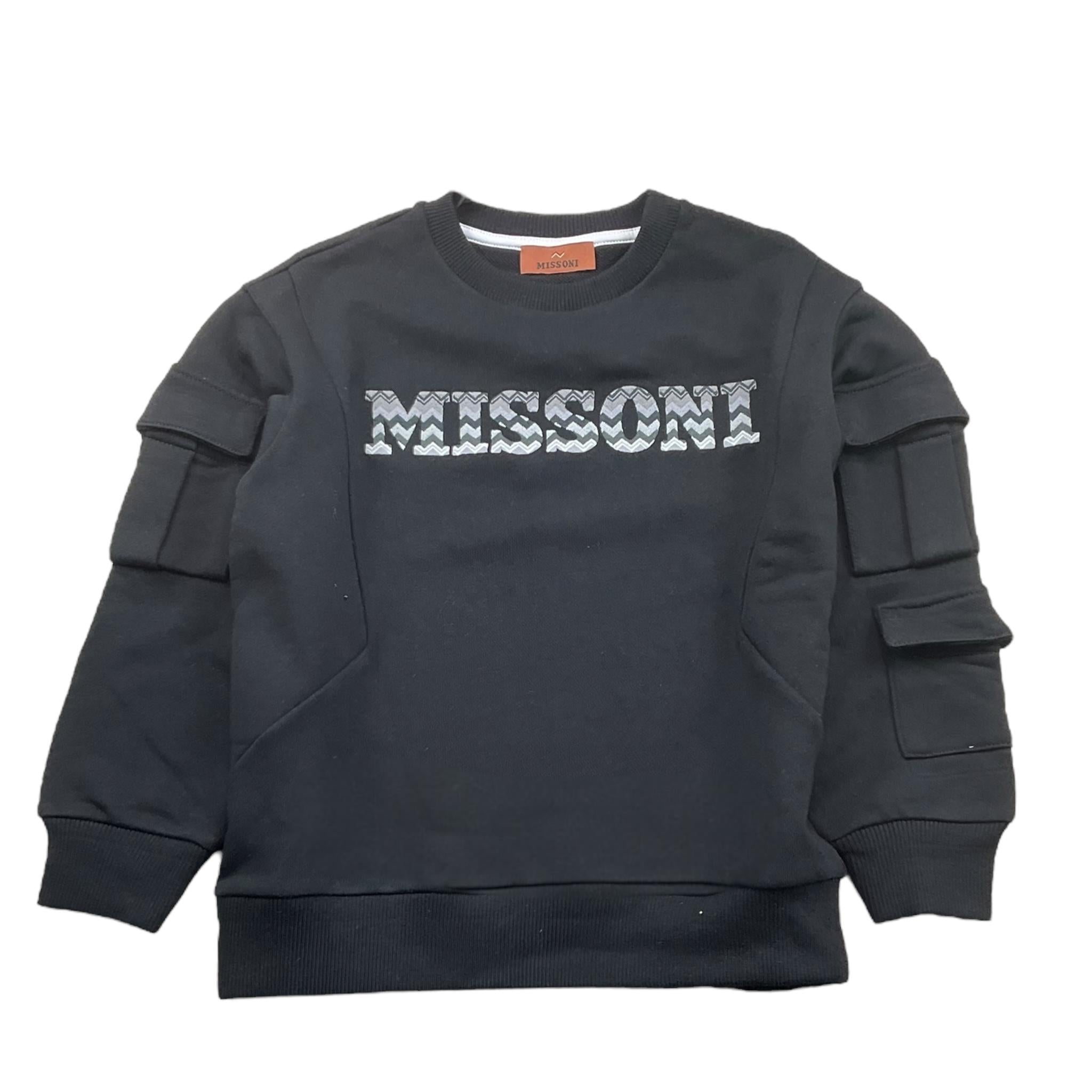 Missoni Felpa Tinta Unita Girocollo con Stampa per Bambina MV4P60 NERO MISSONI 