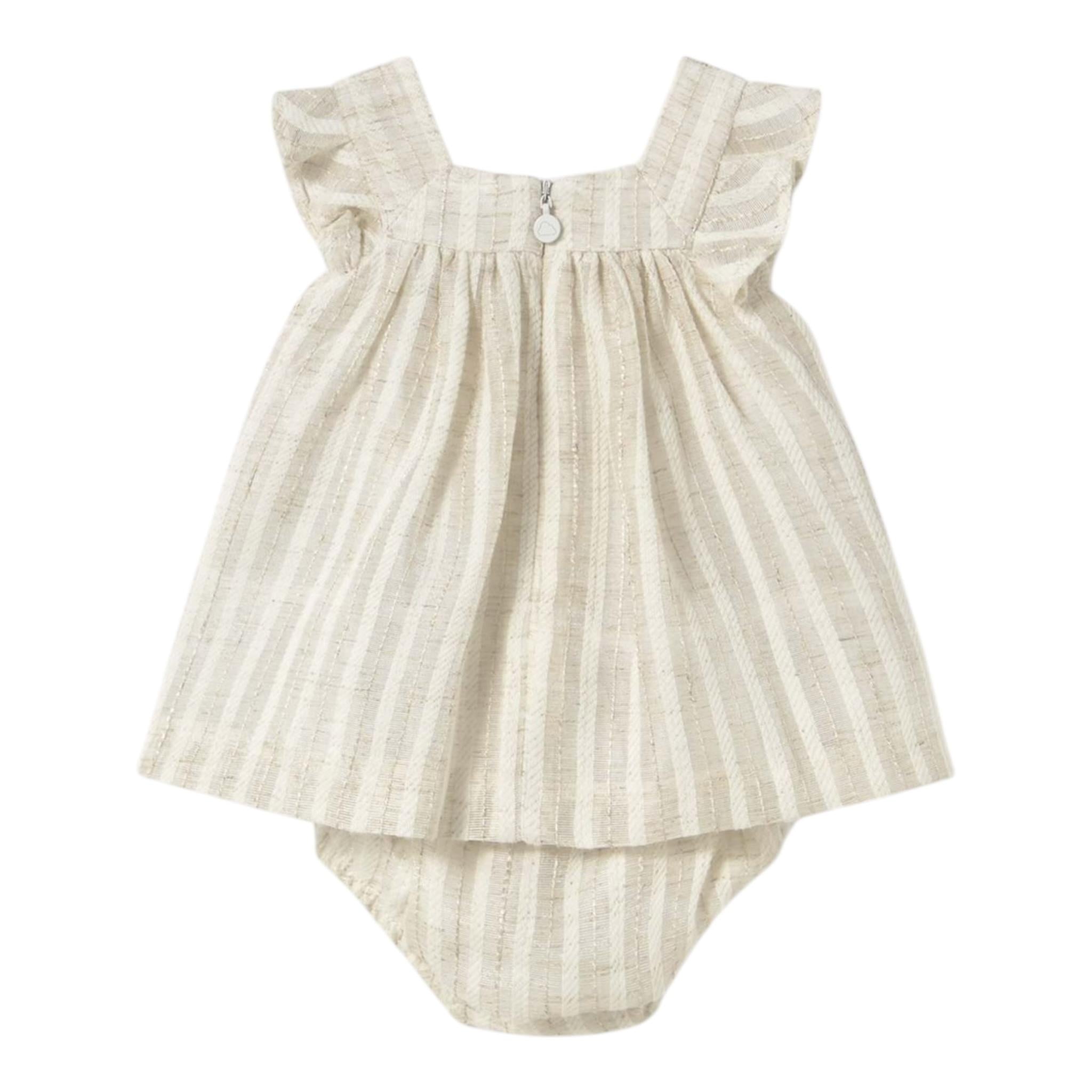 Mayoral Set 2 Pezzi Abito-Coulotte Bicolore per Neonata 1858 BIANCO/BEIGE MAYORAL 