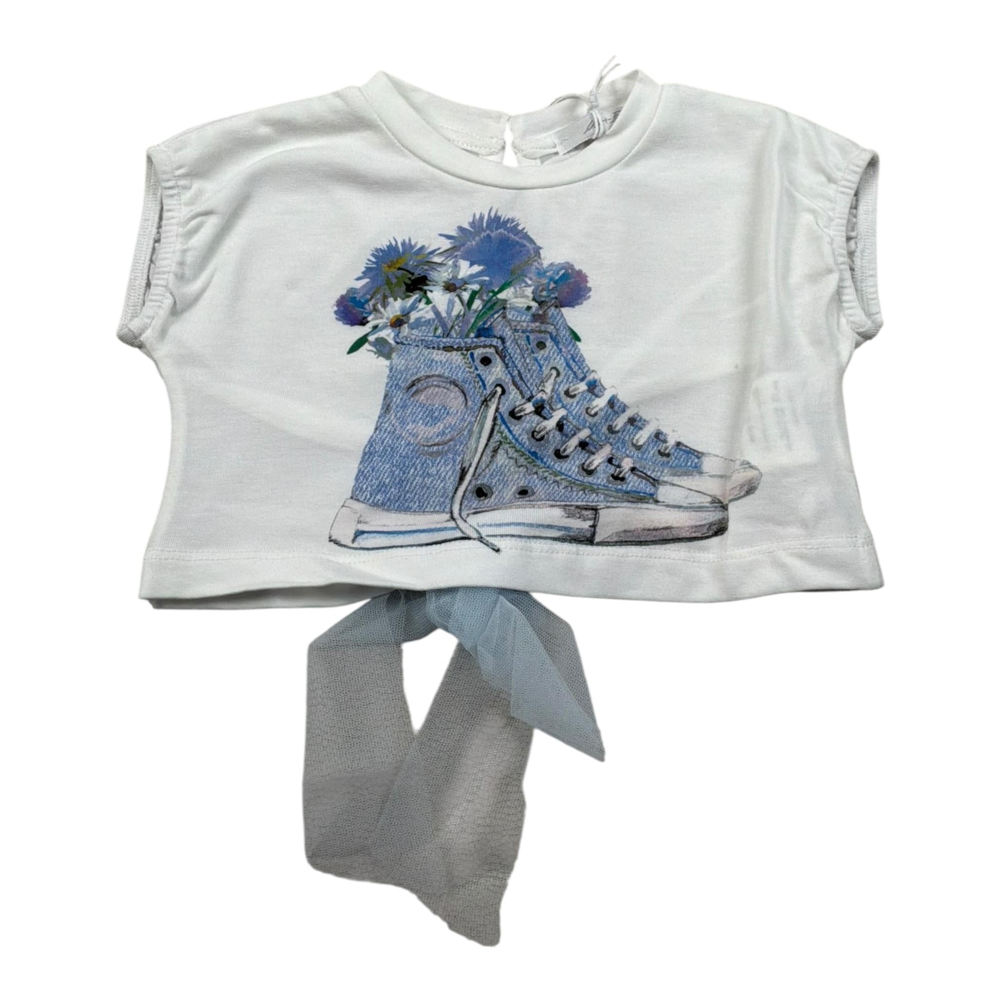 M+E' T-Shirt Girocollo Tinta Unita con Stampa per Neonata UE1262 BIANCO M+E' 