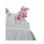 Aletta Abito Giromanica tinta unita con Tulle E Babbucce Bianco per Neonata HP22225 BIANCO ALETTA 