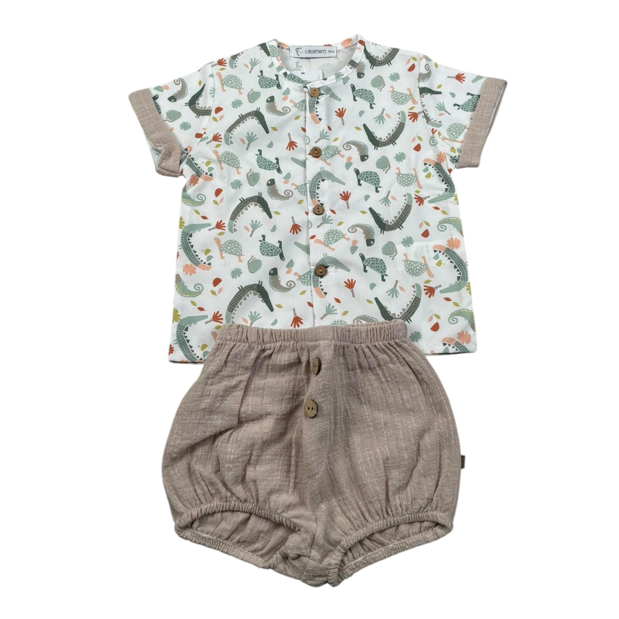Calamaro Completo 2 Pezzi Camicia-Culotte per Neonato 17940 BIANCO/BEIGE CALAMARO 