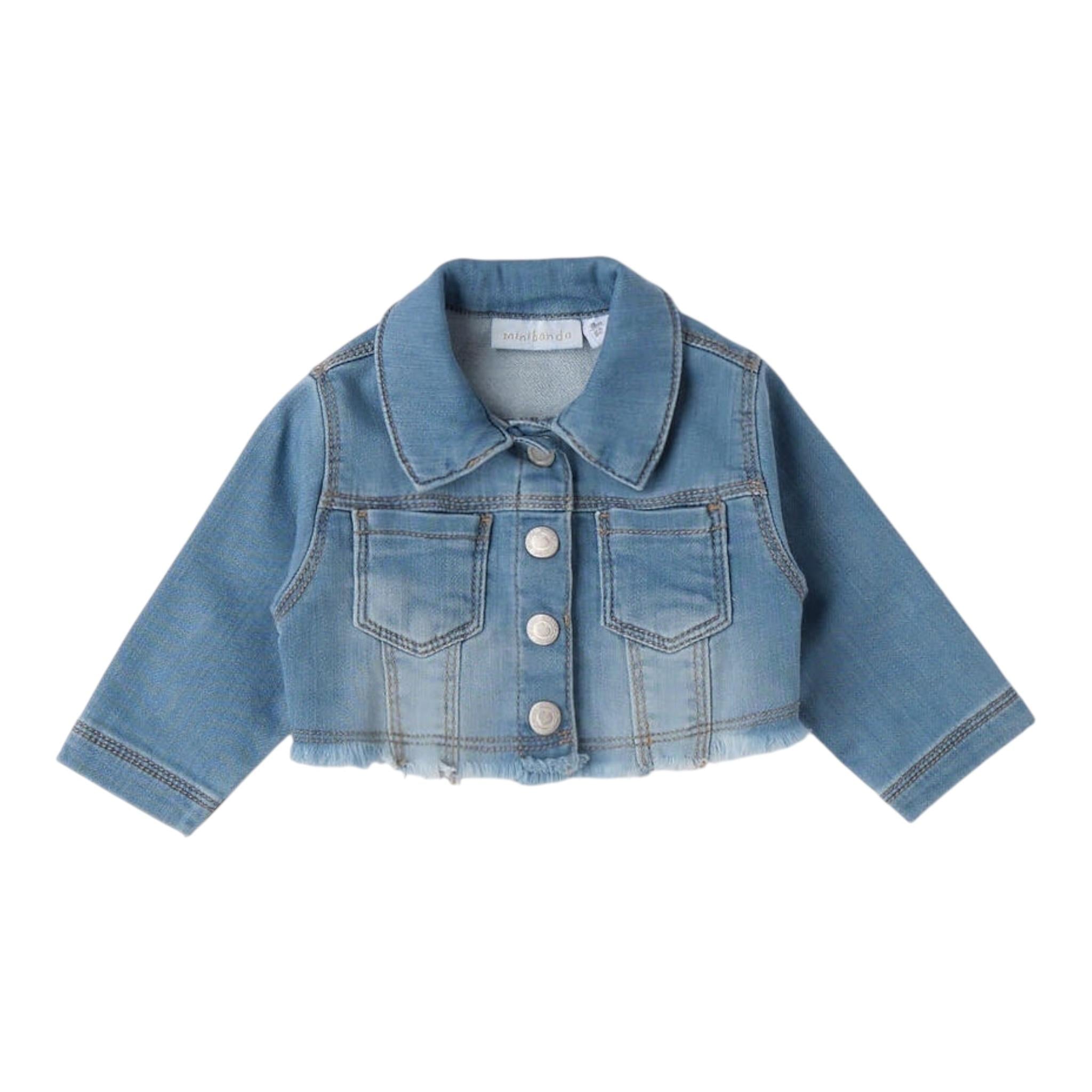 Minibanda Giubbino In Denim Tinta Unita per Neonata 36729 AZZURRO MINIBANDA 