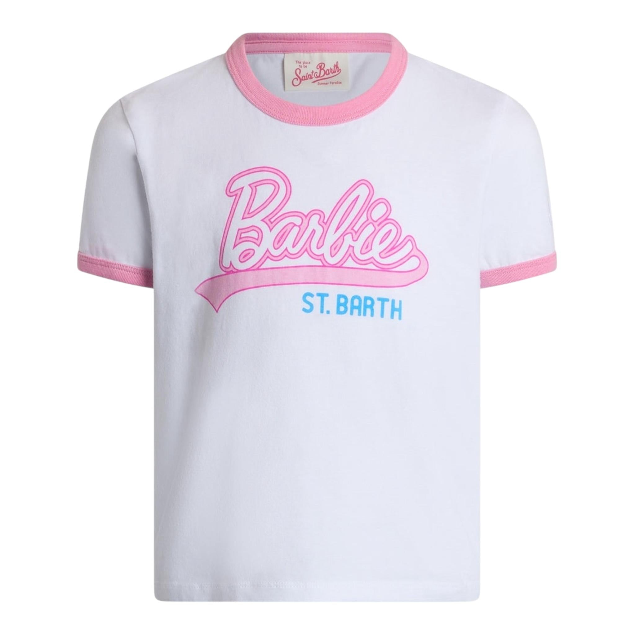 Saint Barth T-Shirt Girocollo Tinta Unita con Stampa per Bambina ELLY0030 BIANCO SAINT BARTH 