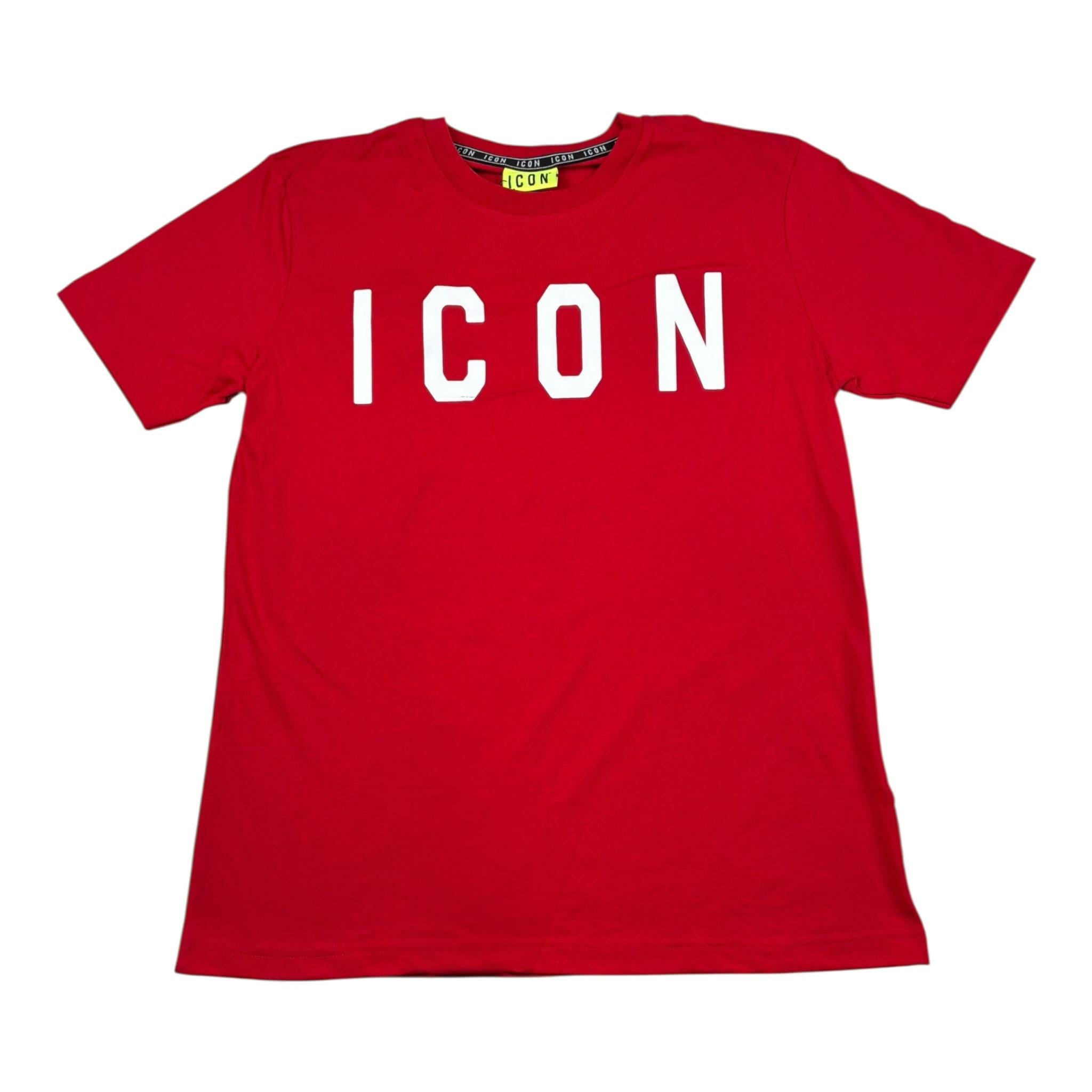 Icon T-Shirt Girocollo Tinta Unita con Logo per Bambino IBKS00489 ROSSO ICON 