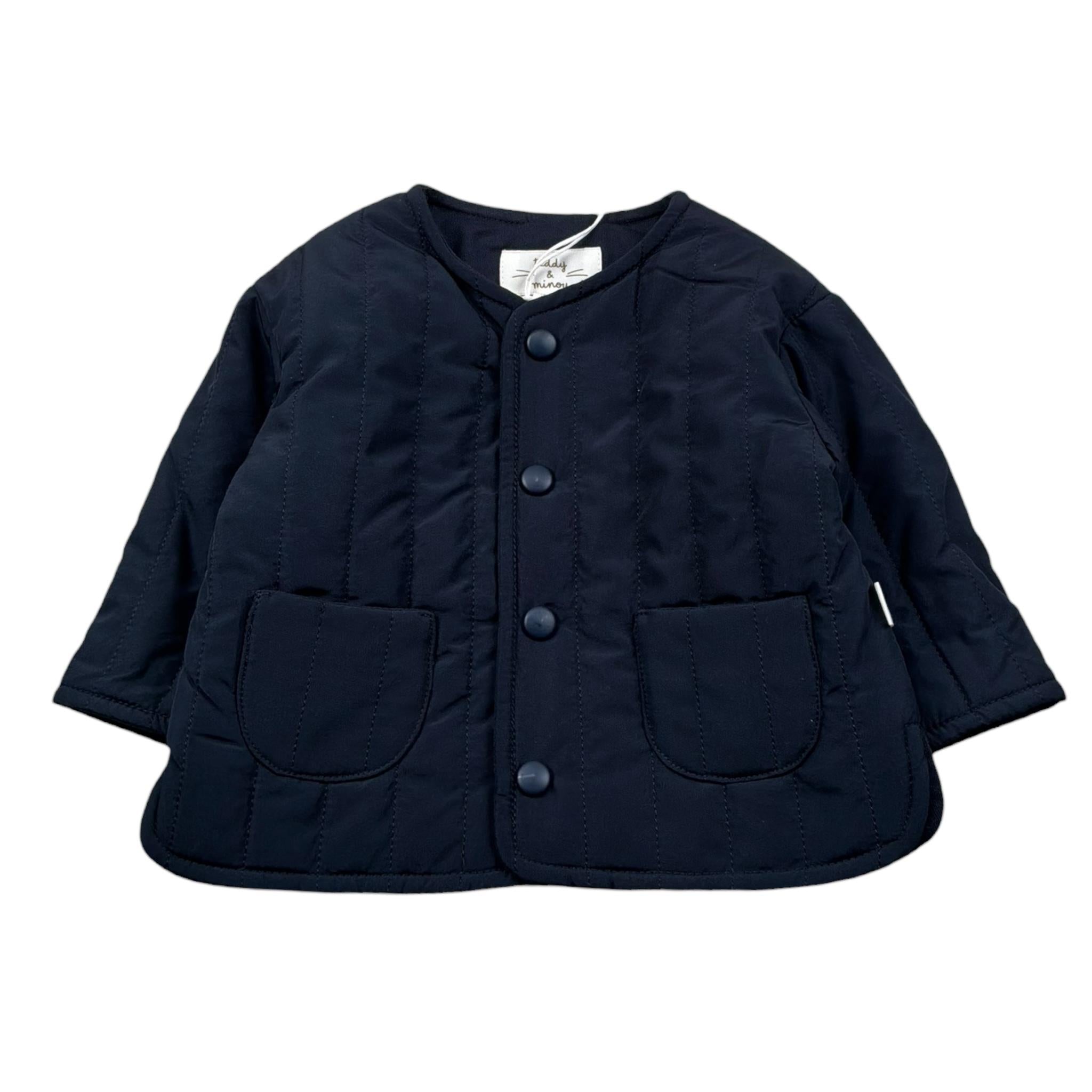Teddy E Minou Giubbino Tinta Unita con Bottoni per Neonato E25CN021N0001 BLU TEDDY E MINOU 