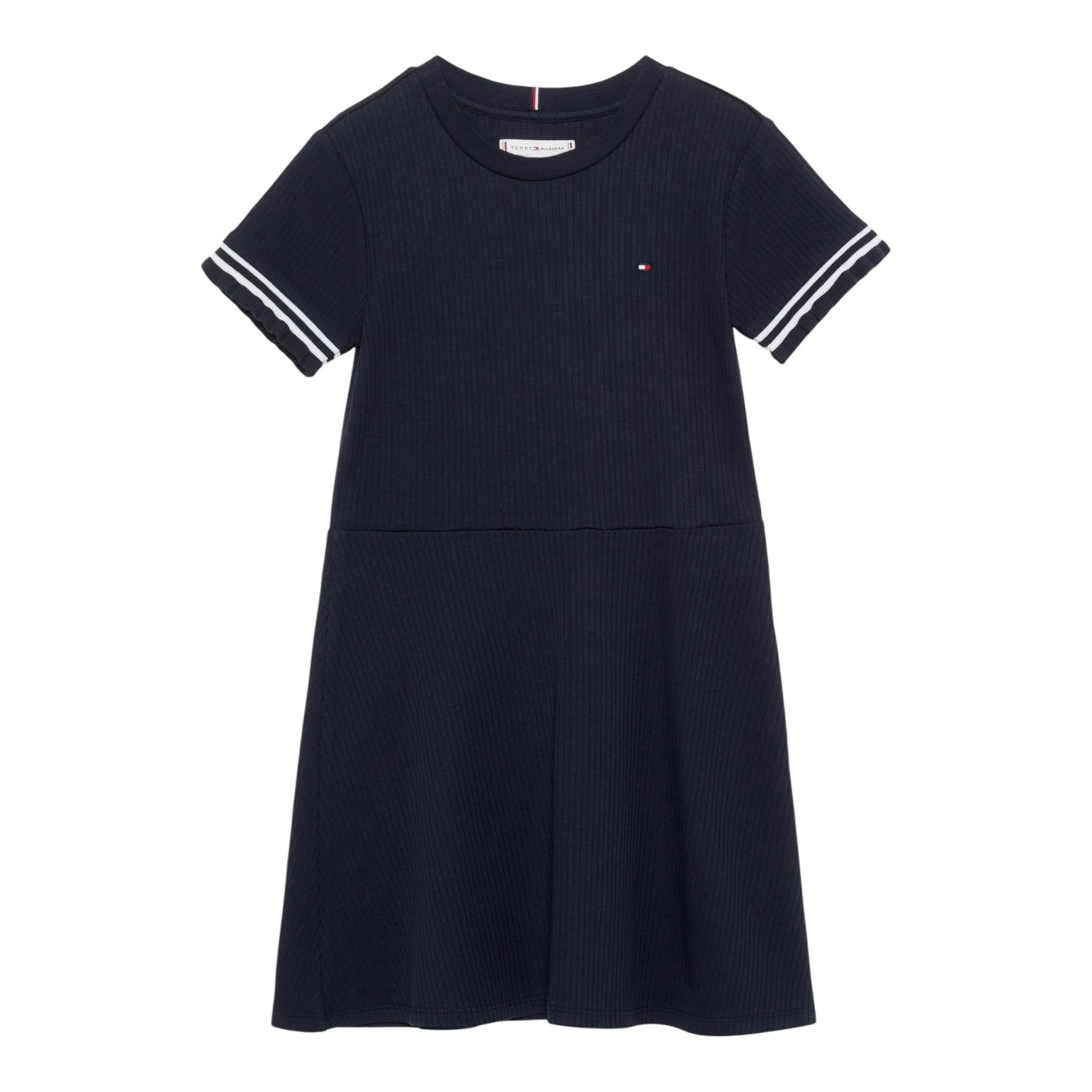Tommy Hilfiger Abito Mezza Manica Tinta Unita con Stampa per Bambina KG0KG07784 BLU TOMMY HILFIGER 
