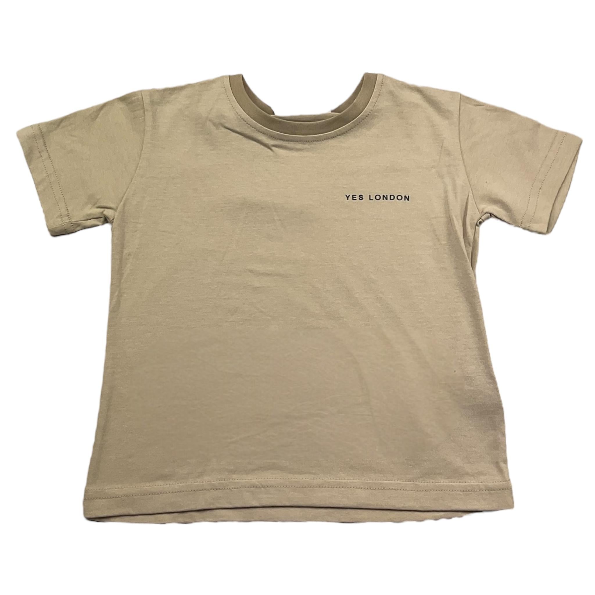 Yes London T-Shirt Girocollo Tinta Unita con Logo per Bambino JR2143 BEIGE YES LONDON 