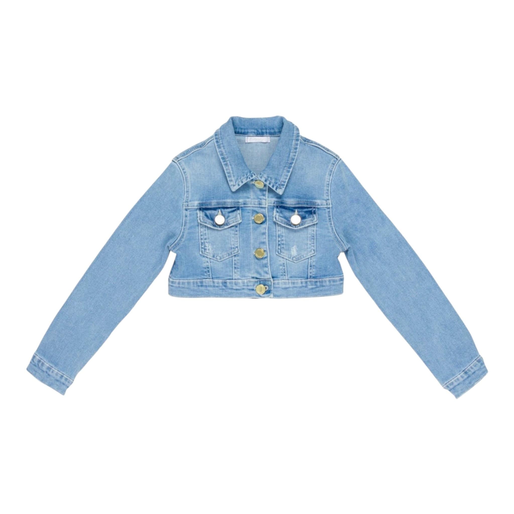 Lu Lu By Miss Grant Giubbino In Denim Tinta Unita con Bottoni per Bambina LL3375 AZZURRO LU LU BY MISS GRANT 