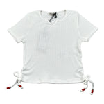 Please T-Shirt tinta unita con Elastico Bianco per Bambina MBC9072G72 BIANCO PLEASE 