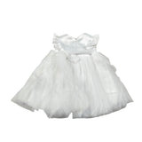 Le Bebe' Abito Cerimonia tinta unita con Tulle Bianco per Neonata LBG5201 BIANCO LE BEBE' 