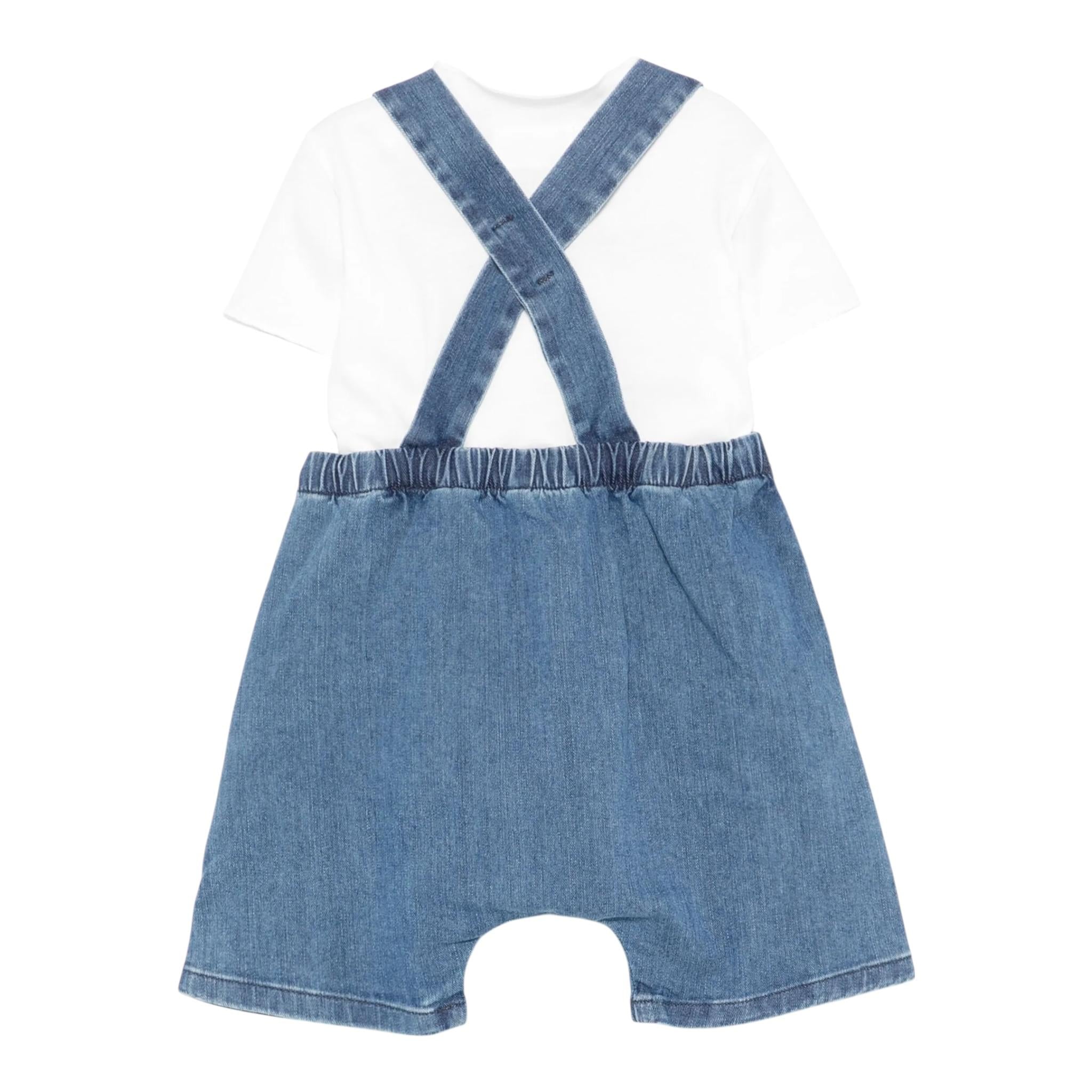 Teddy E Minou Completo 2 Pezzi T-Shirt-Salopette per Neonato E25CP064J0003 BLU TEDDY E MINOU 