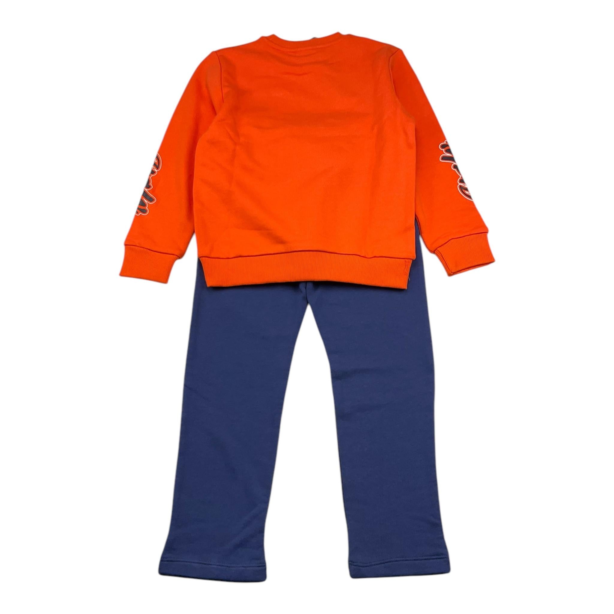 DANIELE ALESSANDRINI completo 2pz felpa tinta unita con stampa-pantaloni Arancione per Bambino 1231T00140 ARANCIONE DANIELE ALESSANDRINI 