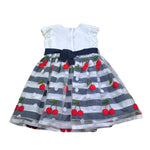 Monnalisa Abito Bicolore con Fantasia Ciliegie per Neonata 315908 BIANCO/BLU MONNALISA 