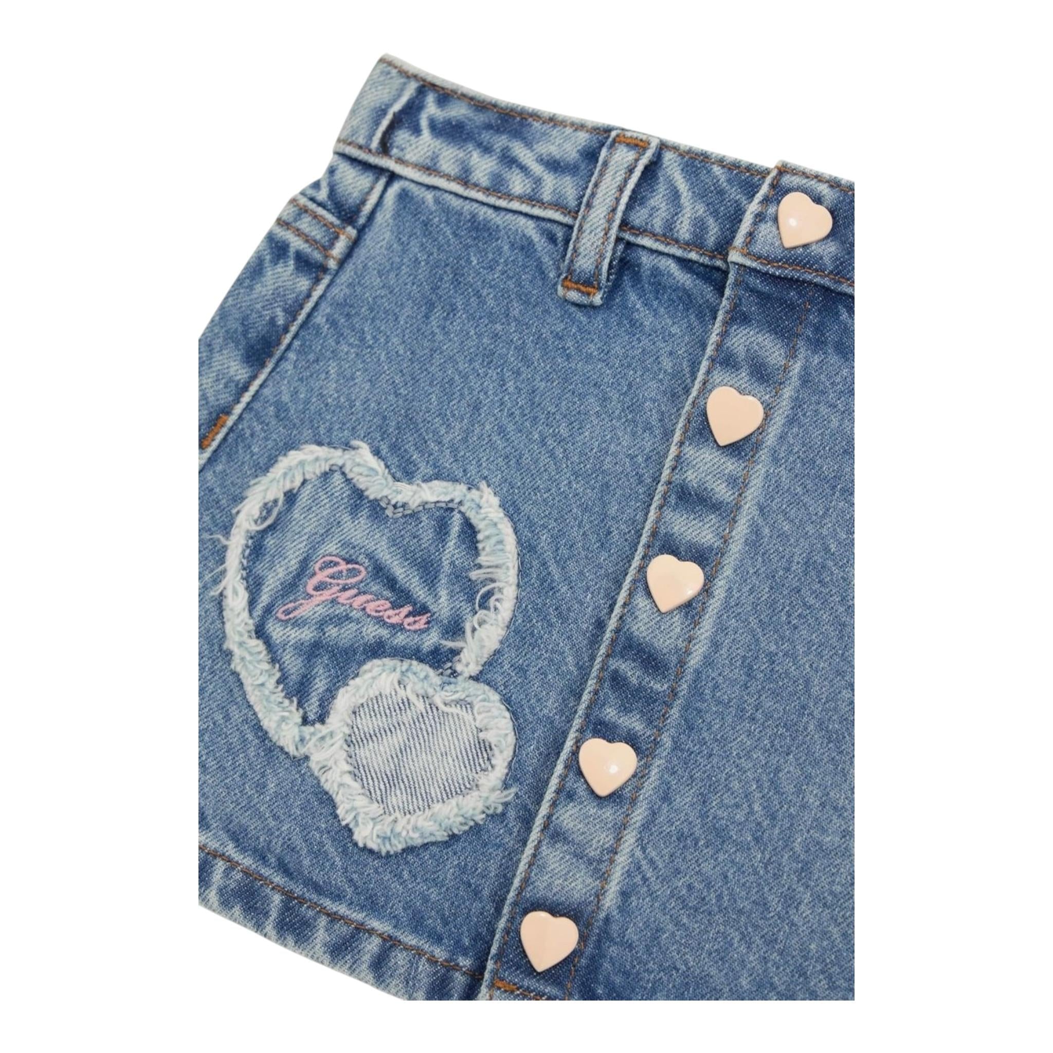 Guess Gonna In Denim Tinta Unita con Logo per Bambina K5RD02D45E0 AZZURRO GUESS 