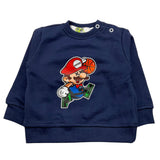 MOUSSE felpa chiusa girocollo tinta unita con stampa mario Blu per Neonato HKNFG368N BLU MOUSSE 