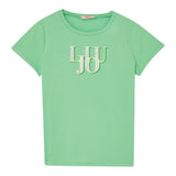 Liu Jo T-Shirt Girocollo Tinta Unita con Logo per Bambina GA5116 VERDE LIU JO 