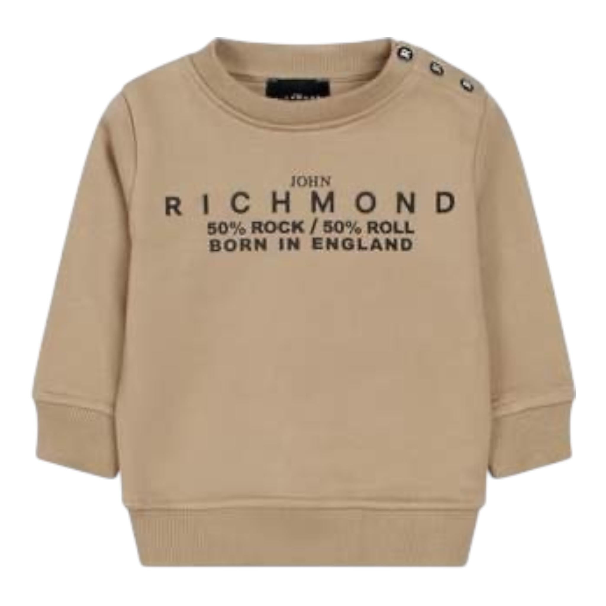 John Richmond Felpa Girocollo Tinta Unita con Stampa per Neonato RIA24035FE SABBIA JOHN RICHMOND 